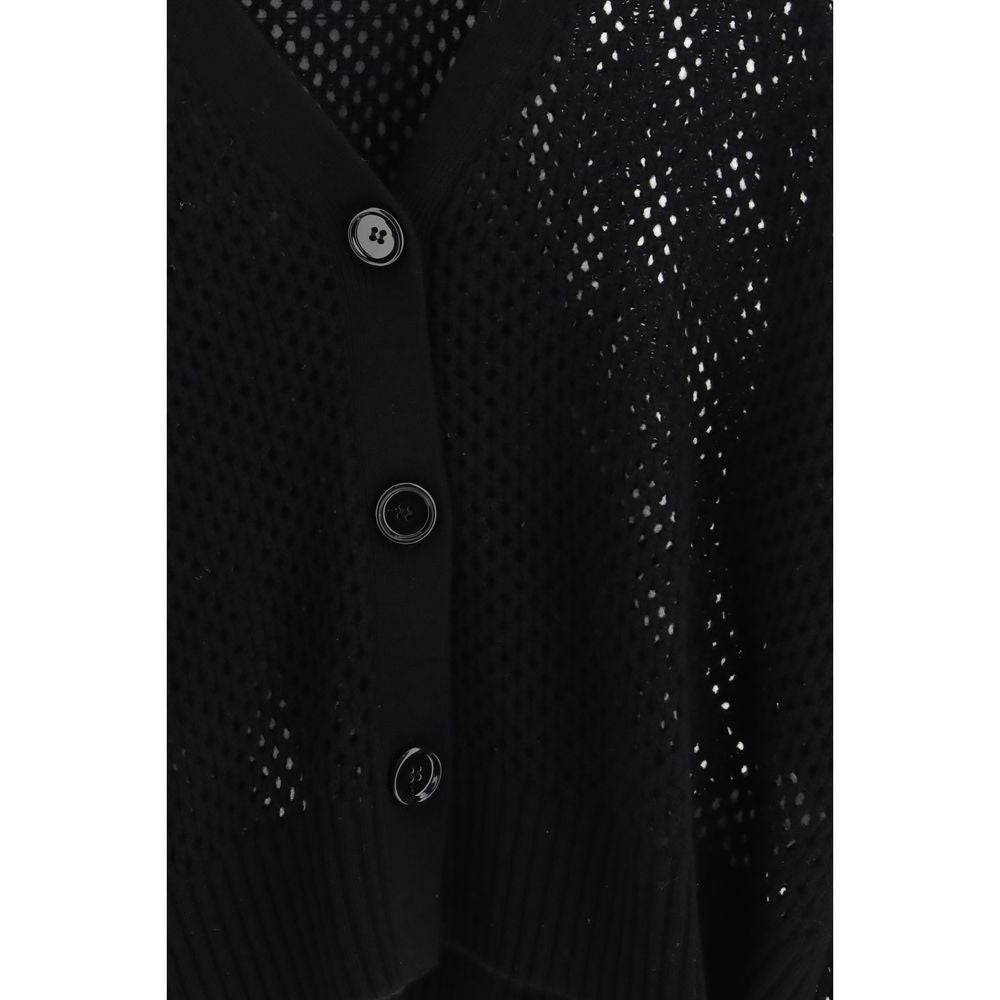 Allude Black Fleece Wool Cardigan Allude