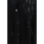 Allude Black Fleece Wool Cardigan Allude