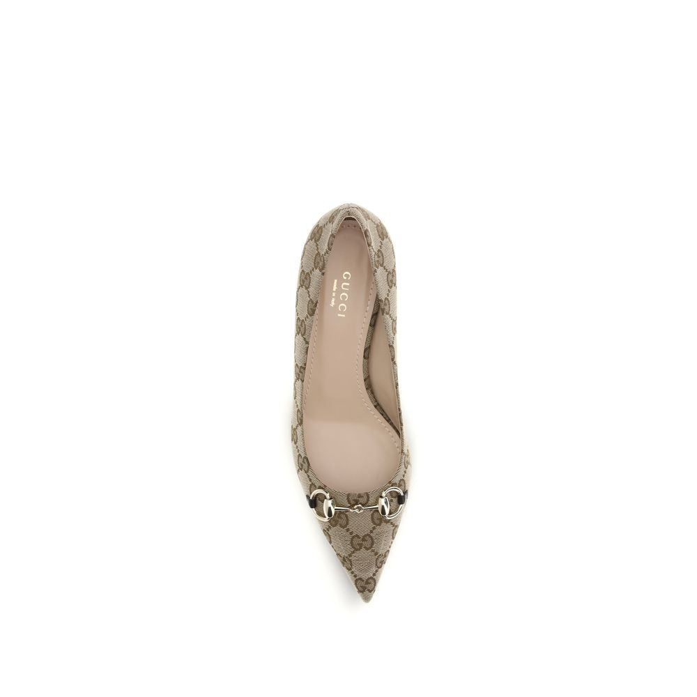 Gucci Beige Fabric Mid Heel Pumps Gucci