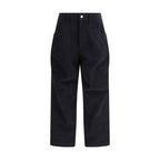Black cotton casual pants by Isabel Marant Étoile, featuring a relaxed fit and stylish design, shown in a front view.