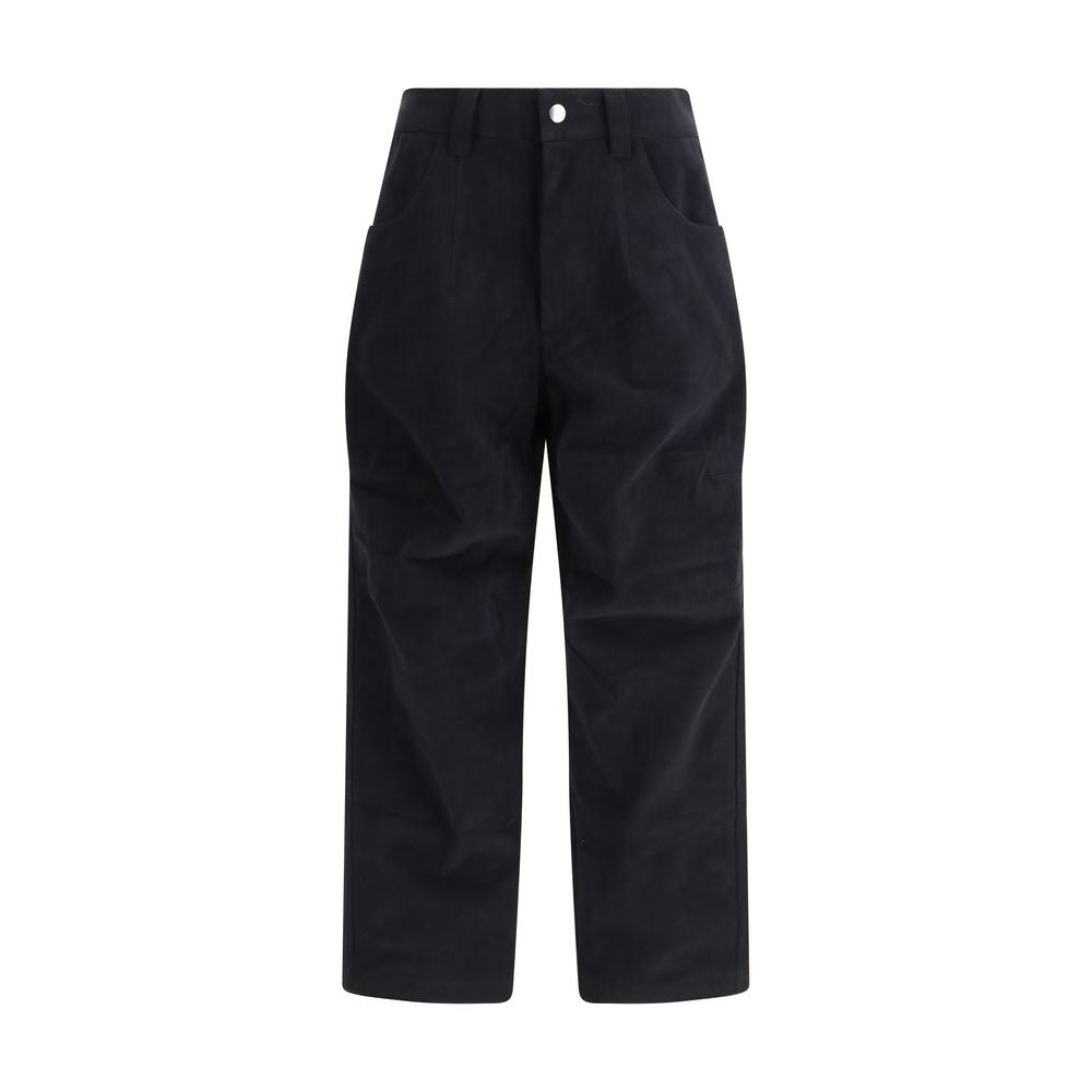 Black cotton casual pants by Isabel Marant Étoile, featuring a relaxed fit and stylish design, shown in a front view.