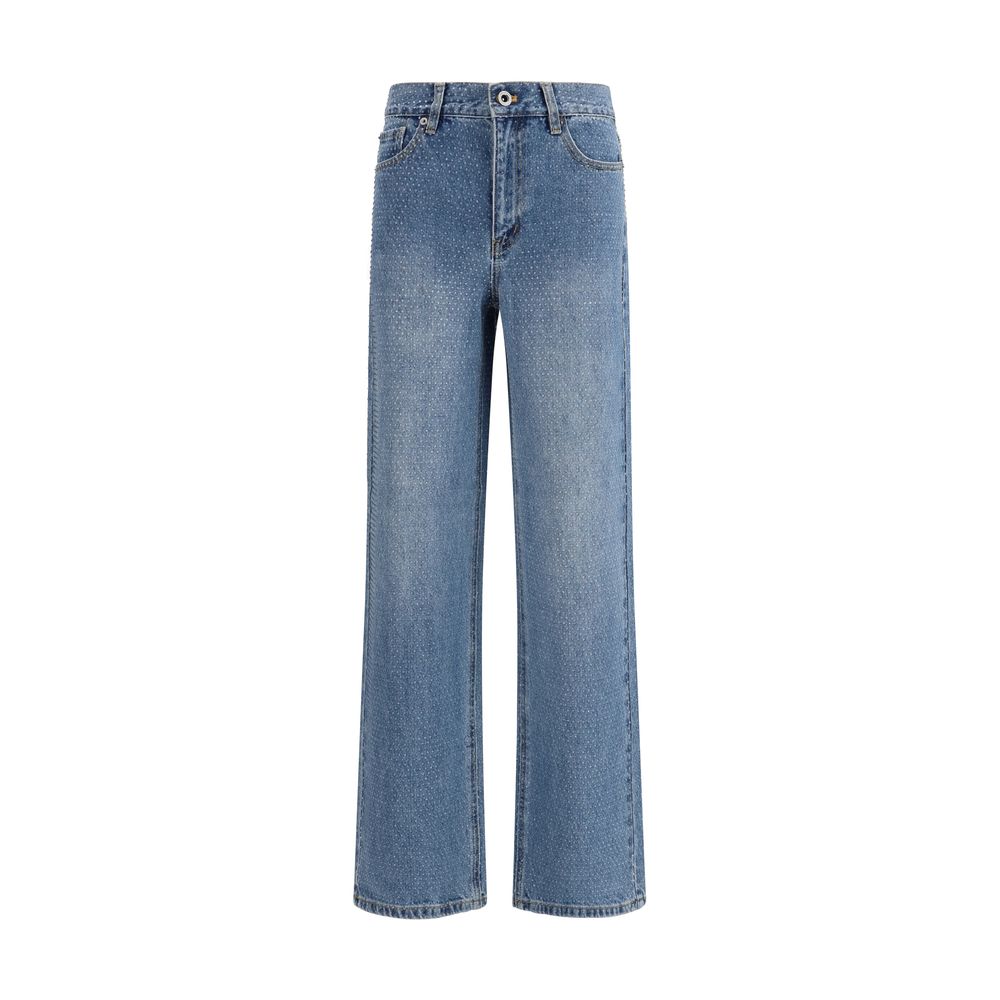 Self-Portrait Blue Cotton Straight-Leg Jeans Self-Portrait