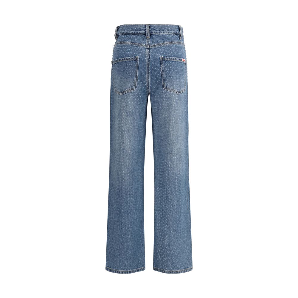 Self-Portrait Blue Cotton Straight-Leg Jeans Self-Portrait