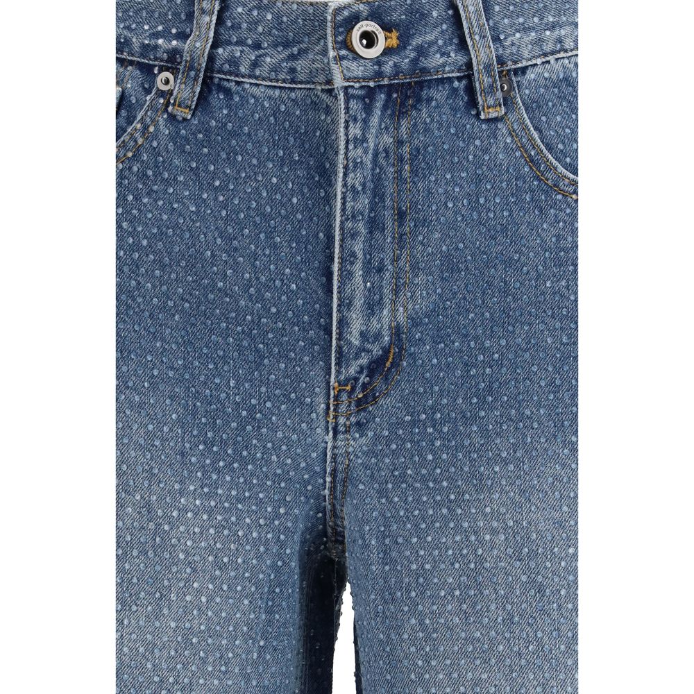 Self-Portrait Blue Cotton Straight-Leg Jeans Self-Portrait