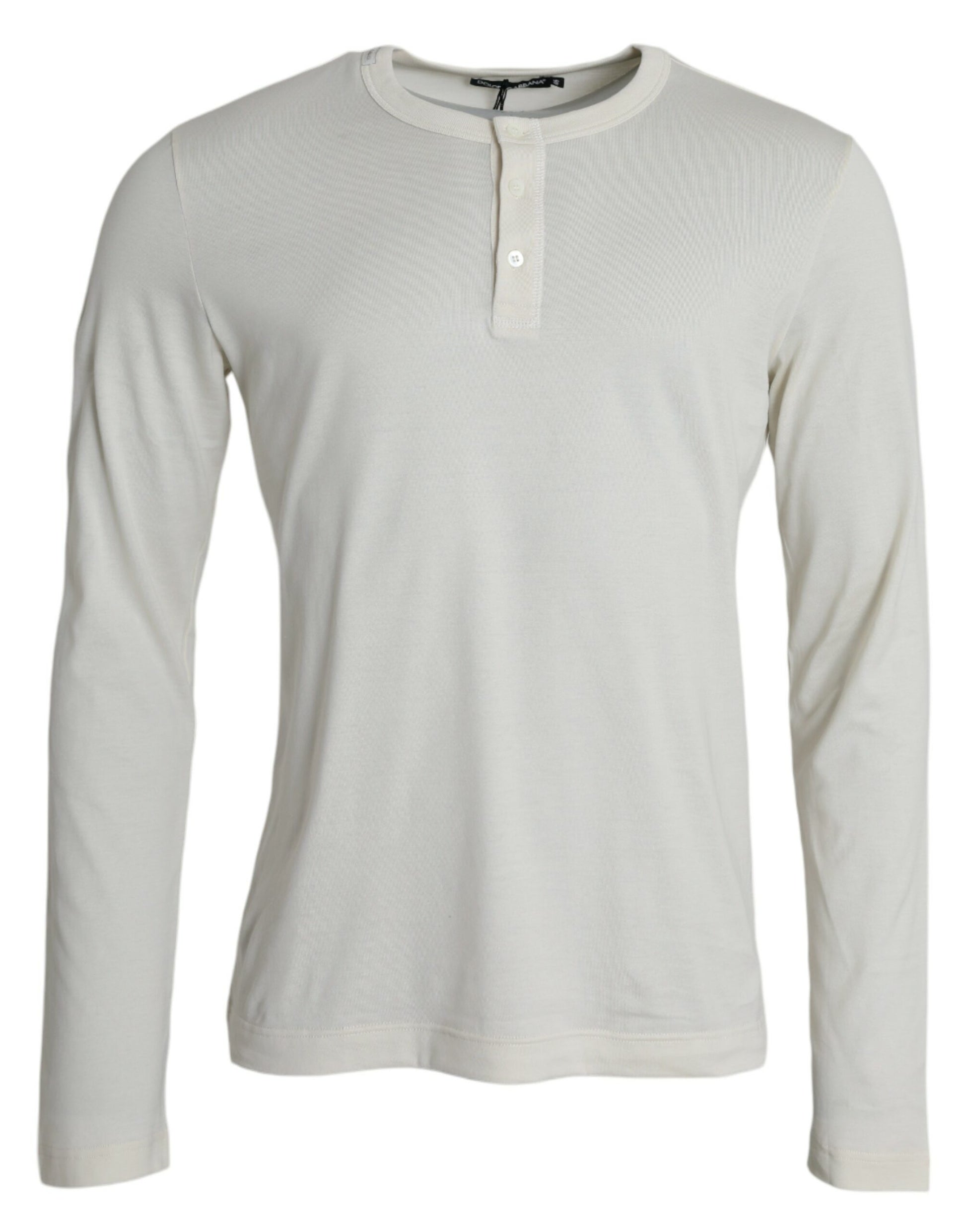 Dolce & Gabbana White Cotton Long Sleeve T-Shirt Dolce & Gabbana