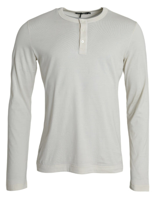 Dolce & Gabbana White Cotton Long Sleeve T-Shirt Dolce & Gabbana