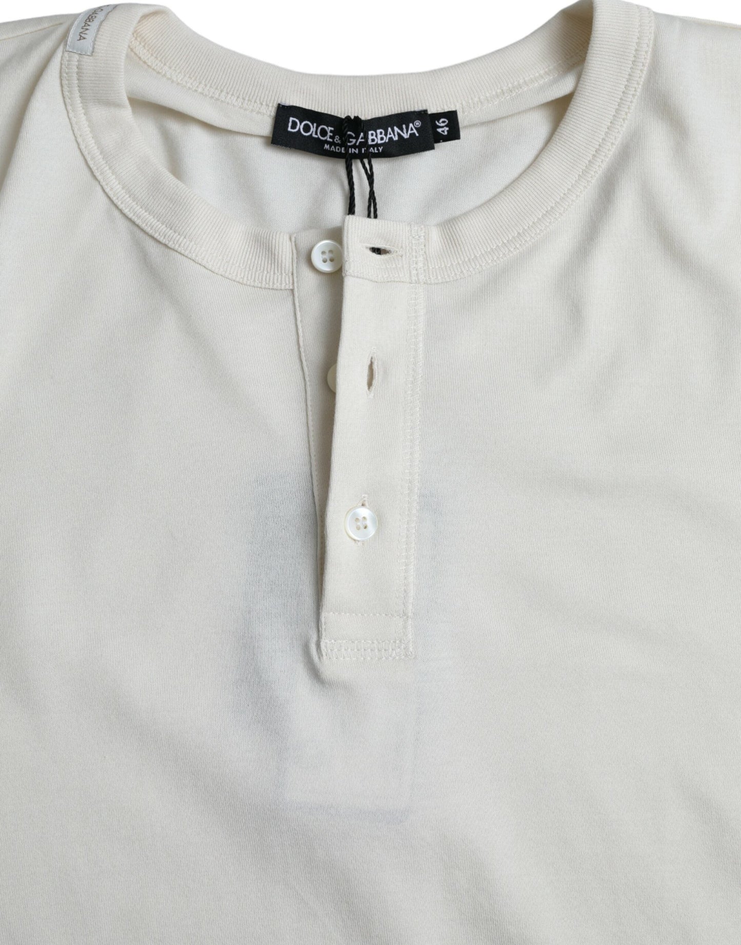 Dolce & Gabbana White Cotton Long Sleeve T-Shirt Dolce & Gabbana