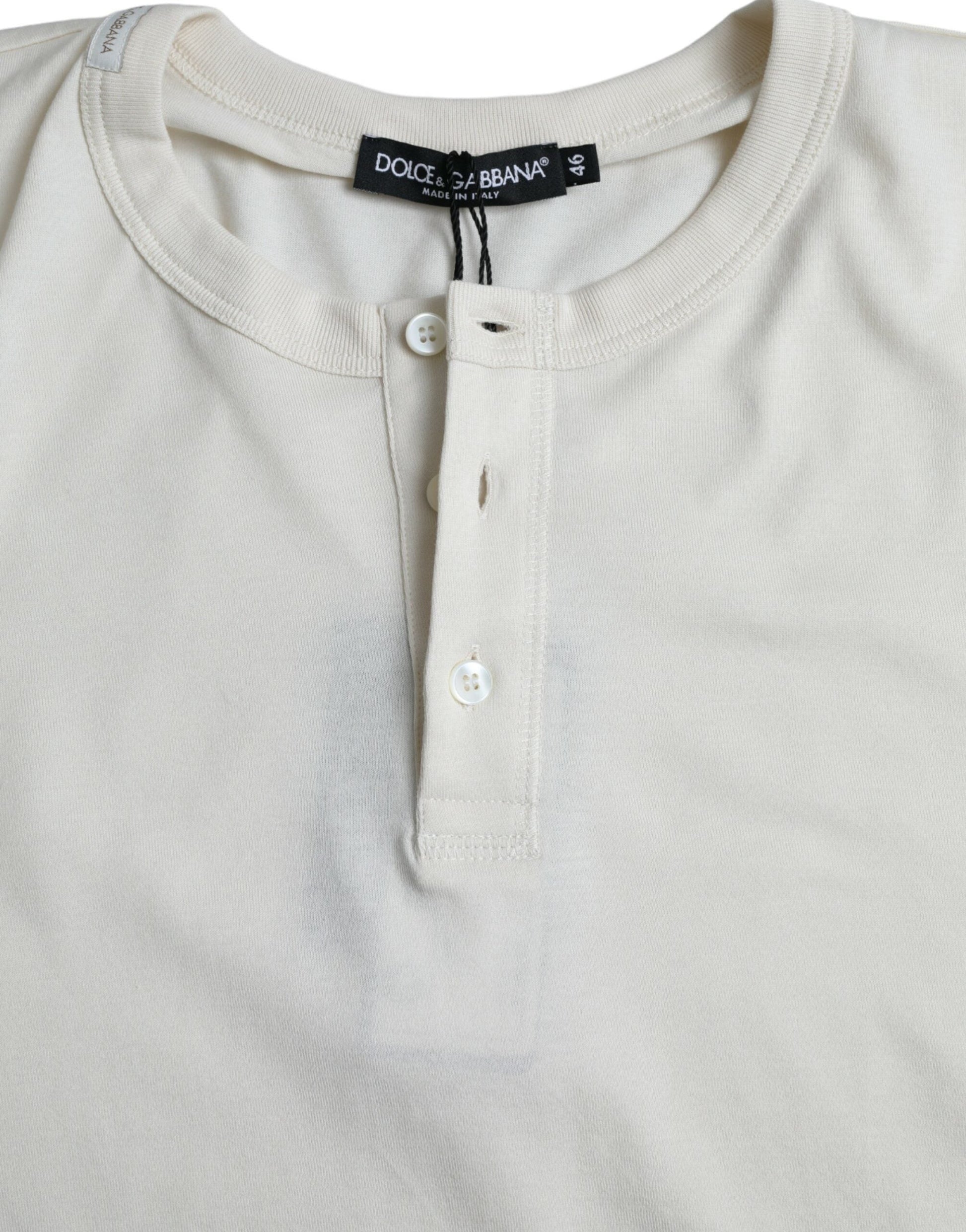 Dolce & Gabbana White Cotton Long Sleeve T-Shirt Dolce & Gabbana