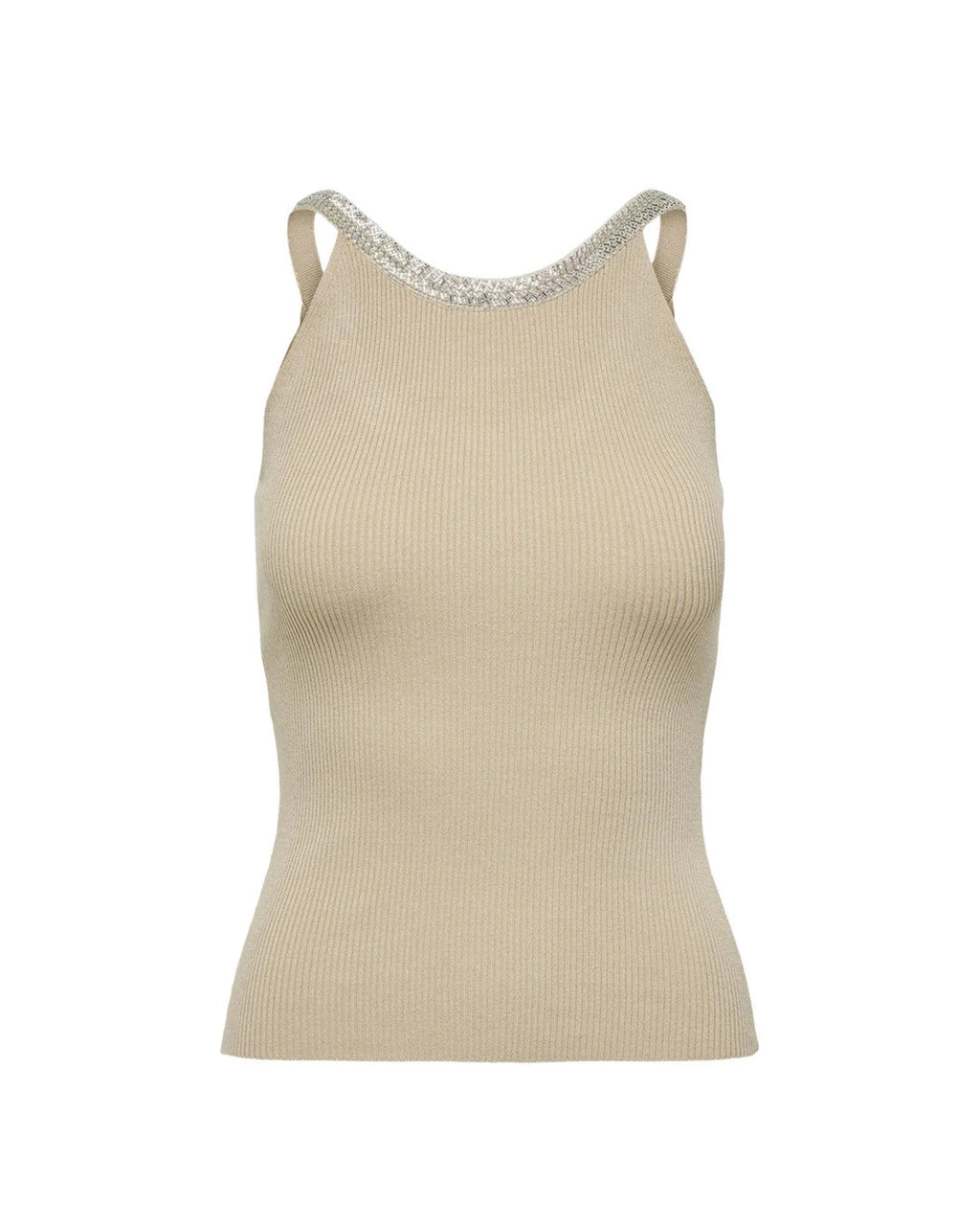 Only Beige Nylon Elastane Tank Tops Only
