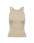 Only Beige Nylon Elastane Tank Tops Only