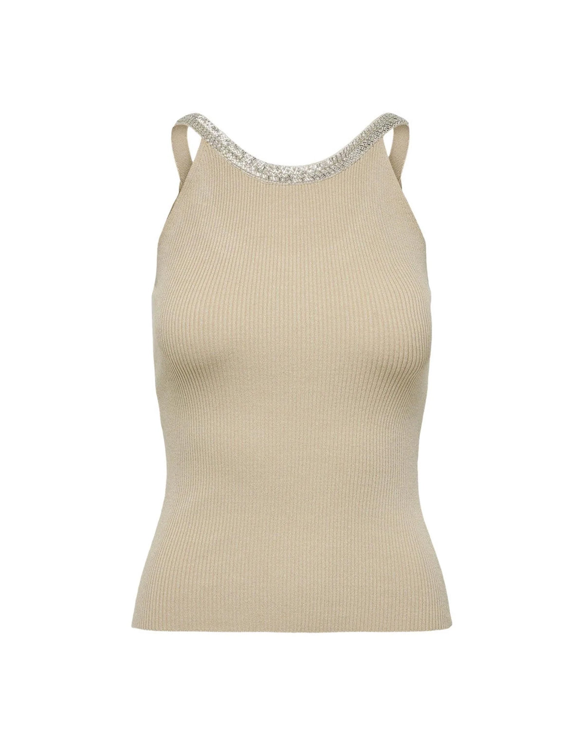 Only Beige Nylon Elastane Tank Tops Only