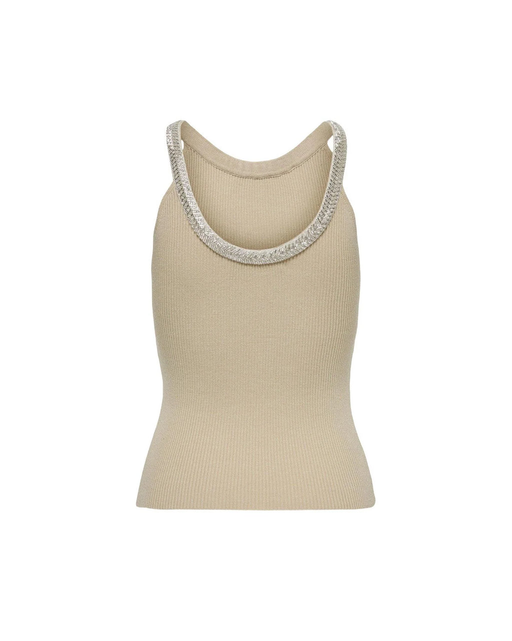 Only Beige Nylon Elastane Tank Tops Only