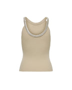 Only Beige Nylon Elastane Tank Tops Only