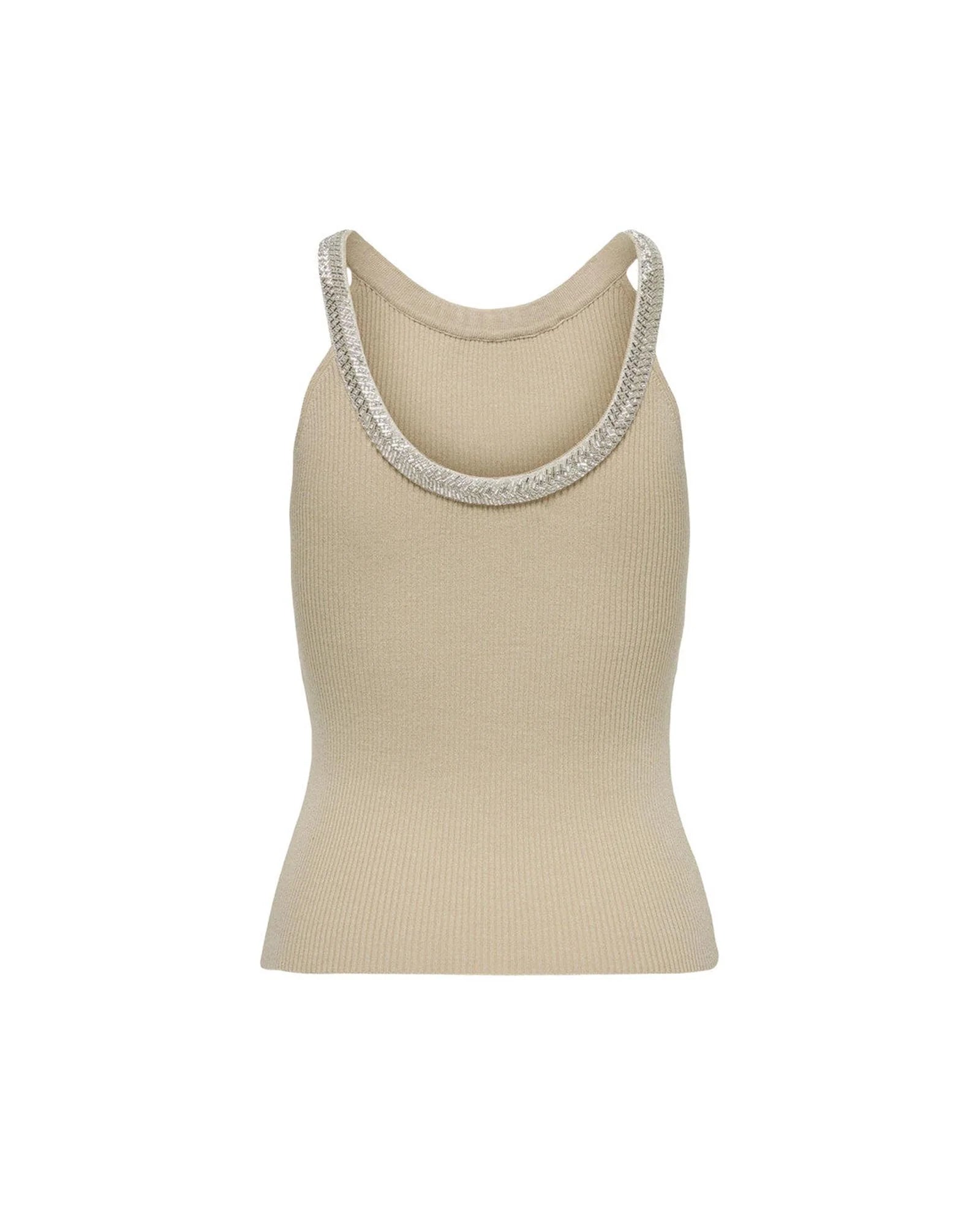 Only Beige Nylon Elastane Tank Tops Only