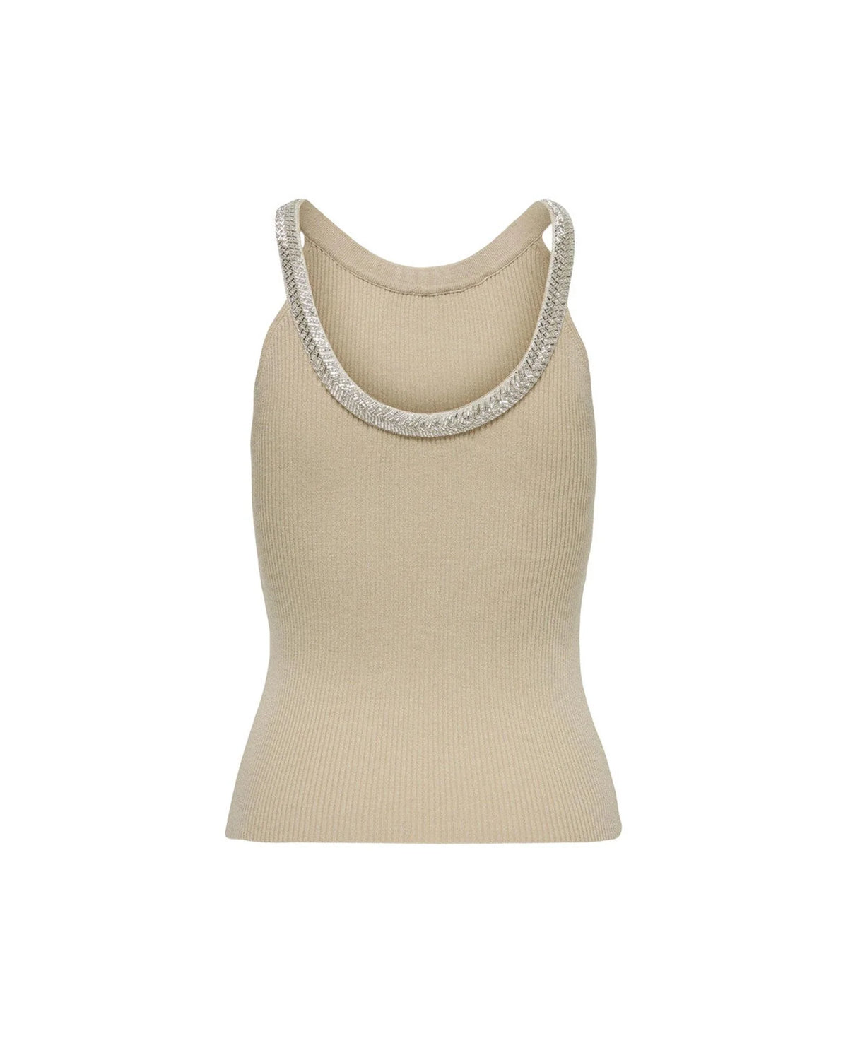 Only Beige Nylon Elastane Tank Tops Only