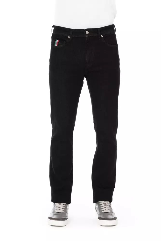 Baldinini Trend Black Cotton Straight-Leg Jeans Baldinini Trend