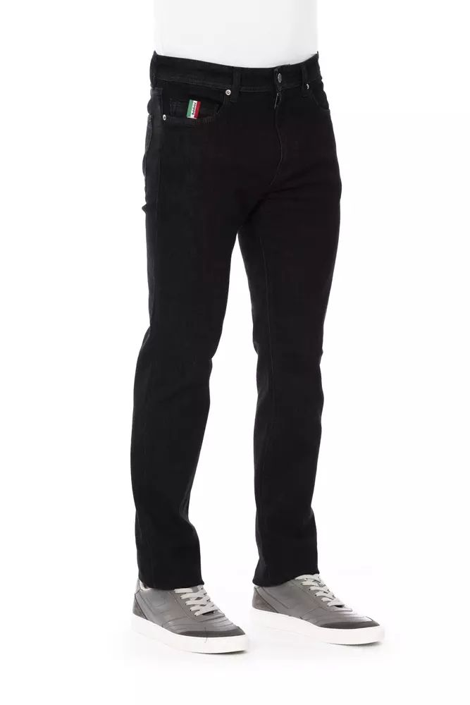 Baldinini Trend Black Cotton Straight-Leg Jeans Baldinini Trend