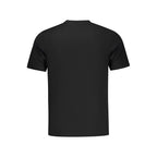 Black North Sails cotton men's T-shirt with crew neck and short sleeves, displayed on a hanger.