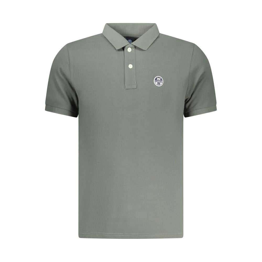 North Sails Verde cotton men's polo shirt displayed on a hanger, featuring a classic collar and short sleeves.