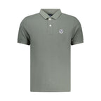North Sails Verde cotton men's polo shirt displayed on a hanger, featuring a classic collar and short sleeves.