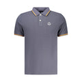 North Sails Blu Cotton Men's Polo shirt displayed on a hanger, featuring a classic collar and short sleeves.
