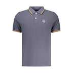 North Sails Blu Cotton Men's Polo shirt displayed on a hanger, featuring a classic collar and short sleeves.