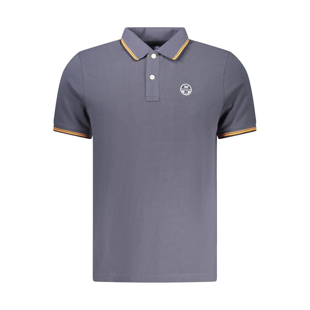 North Sails Blu Cotton Men's Polo shirt displayed on a hanger, featuring a classic collar and short sleeves.
