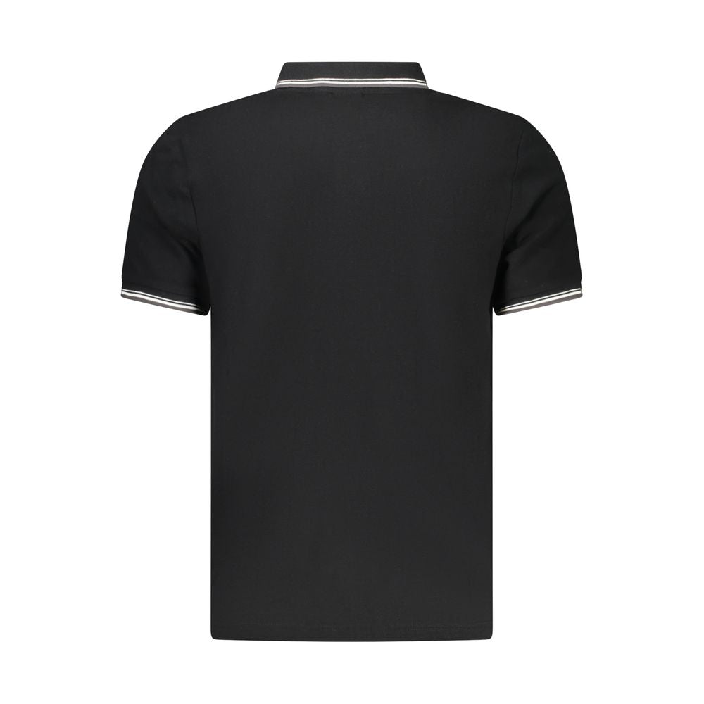 Black cotton men's polo shirt by North Sails, featuring a classic collar and short sleeves, shown on a mannequin.
