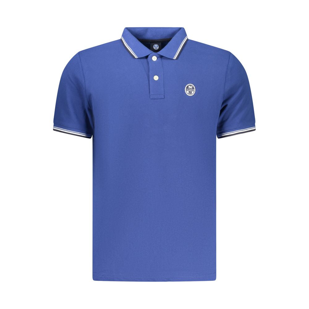 North Sails blue cotton men's polo shirt with a classic collar and short sleeves, displayed flat on a white background.