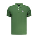 North Sails Verde cotton men's polo shirt displayed on a hanger with a classic collar and short sleeves.