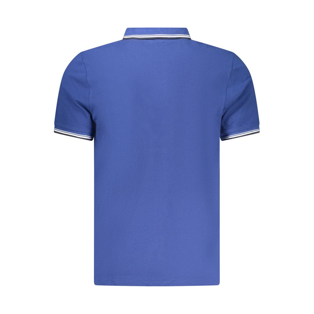 Blue cotton men's polo shirt by North Sails, featuring a classic collar and short sleeves, displayed on a hanger.