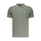 Men's North Sails Verde Cotton Polo shirt displayed on a hanger, showcasing the classic design and green color.