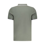 North Sails Verde cotton men's polo shirt displayed on a hanger, showcasing the classic design and vibrant green color.