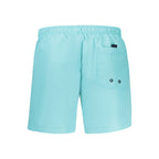 North Sails Azzurro polyester men's swim boxer, navy blue swim shorts with logo waistband, suitable for beach and pool activities.