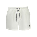 North Sails white polyester men's swim boxer with elastic waistband and secure fit, ideal for swimming and beachwear.