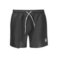 North Sails black polyester men's swim boxer showcasing a fitted design and elastic waistband for comfortable beachwear.