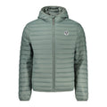 North Sails Verde polyester men's jacket displayed on a hanger, featuring a lightweight design with a zip-up front and adjustable collar.