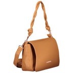 Brown Mario Valentino women's polyurethane bag with sleek design and top handle, featuring subtle branding and spacious interior.