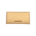 Mario Valentino beige polyurethane women's wallet with multiple card slots and a sleek, minimalist design.