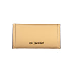 Mario Valentino beige polyurethane women's wallet with multiple card slots and a sleek, minimalist design.