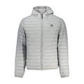 North Sails Grigio Poliammide men's jacket displayed on a hanger, featuring a sleek design and front zipper.