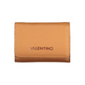 Mario Valentino brown polyurethane women's wallet with multiple card slots and a zippered coin pocket.
