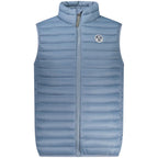 North Sails Blu Poliestere men's jacket hanging on a rack, showcasing lightweight polyester fabric and classic design.