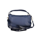 Mario Valentino blue polyurethane women's bag with adjustable strap and front pocket, stylish and functional accessory.