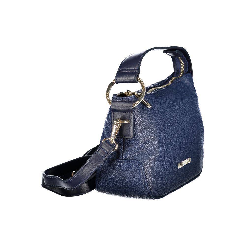 Mario Valentino blue polyurethane women's bag with adjustable strap and front pocket, stylish and functional accessory.