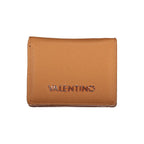 Mario Valentino brown polyurethane women's wallet with multiple card slots and a sleek, minimalist design.