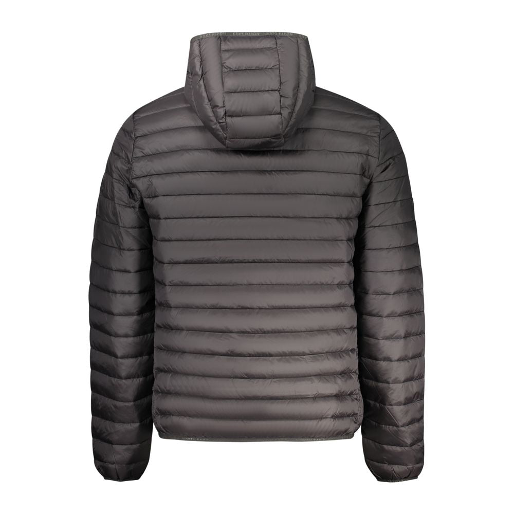 North Sails Nero Poliammide Uomo Giaccone, men's black nylon jacket with zipper and hood, casual outerwear for men.