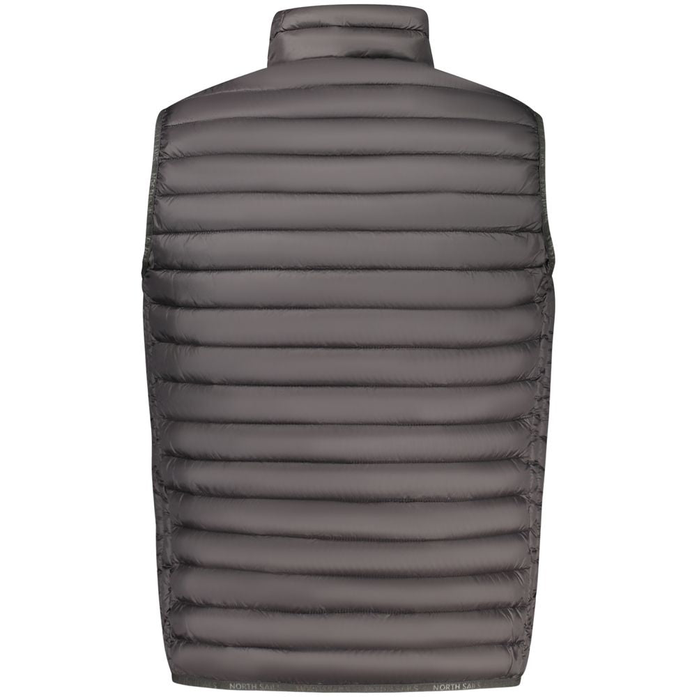 North Sails black polyamide men's jacket with a stand-up collar and zipper front, designed for outdoor wear.