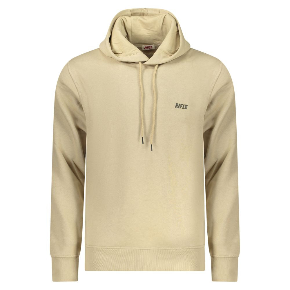 Beige Rifle men's cotton sweatshirt with long sleeves and crew neckline, casual and comfortable for everyday wear.