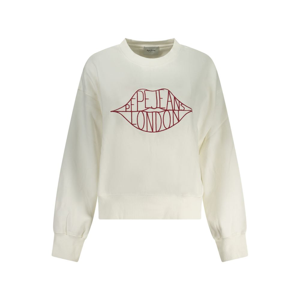 Pepe Jeans Bianco cotton women's sweatshirt with long sleeves and crew neck, casual style and comfortable fit.